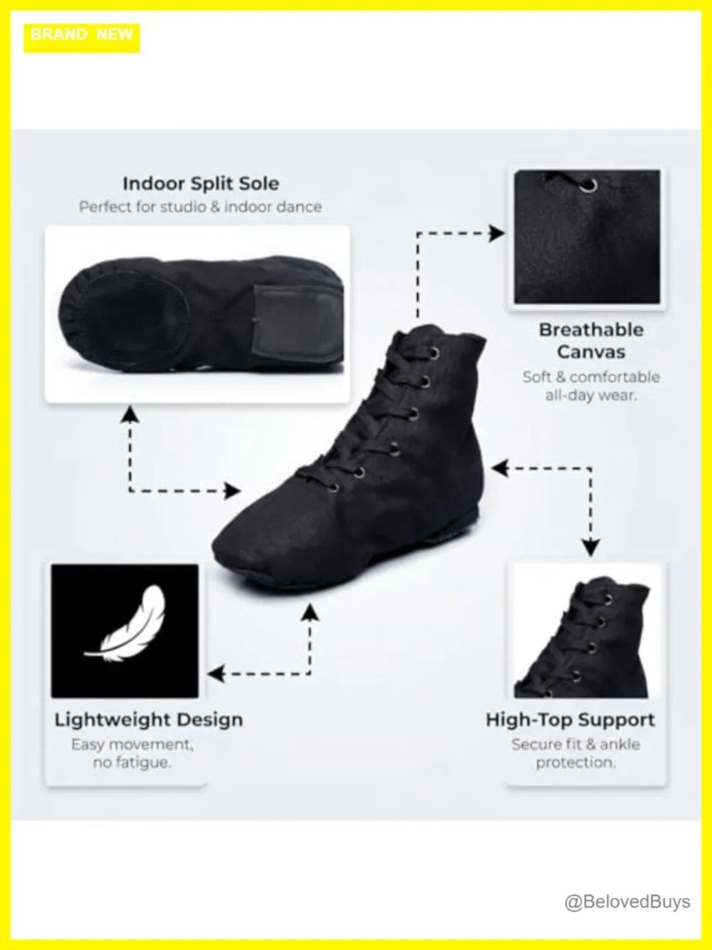 Womens Jazz Dance Boots Lace Up High Top Character Shoes Split Sole Ankle Boots